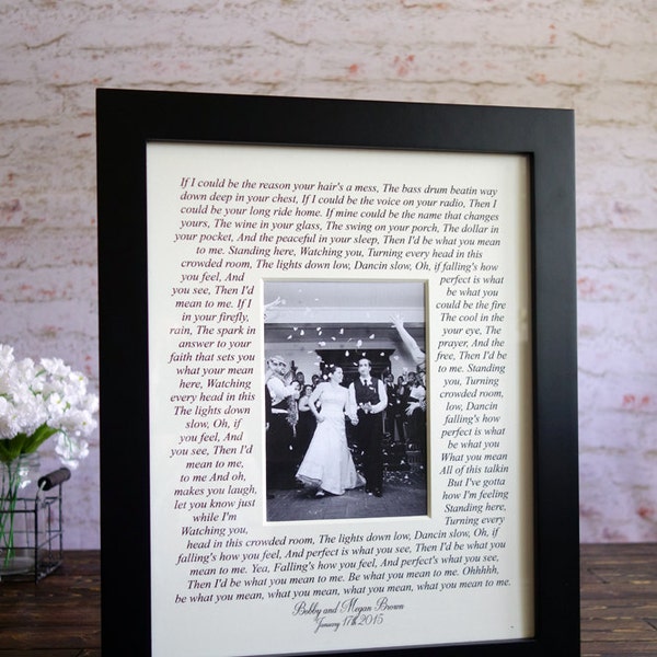 Wedding song lyrics Photo Mat personalized with Names first dance frame personalized wedding gift bride and groom wedding photo