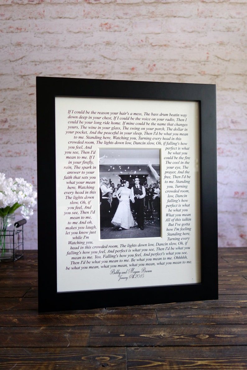 Wedding song lyrics Photo Mat personalized with Names, first dance frame, personalized wedding gift, bride and groom, wedding photo 