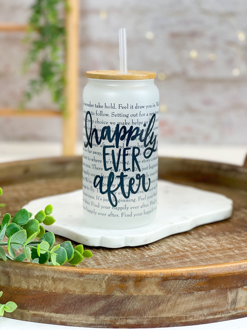 Happily Ever After COFFEE GLASS, Frosted FINISH, disney tumbler, disney parks tumbler, disney mug, Happily ever after, disney fireworks image 1