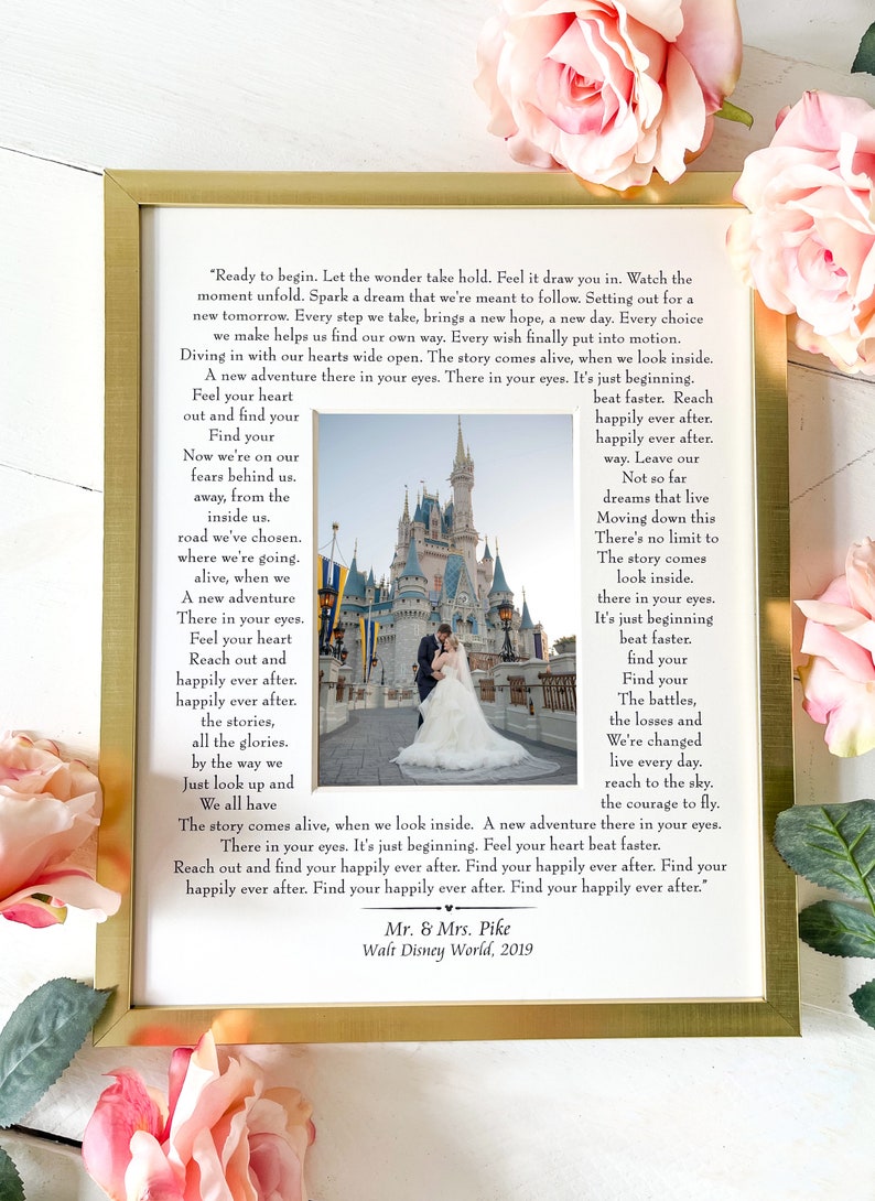 Disney Photo Mat personalized with Names Happily ever after engagement gift personalized wedding gift bride and groom wedding photo image 7