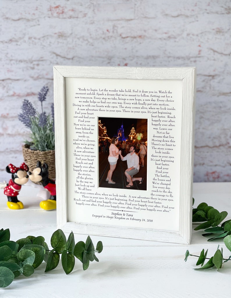 Disney Photo Mat personalized with Names Happily ever after engagement gift personalized wedding gift bride and groom wedding photo image 1