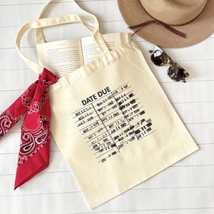 Library Tote Bag, retro library card tote, book tote, tbr bag, library bag