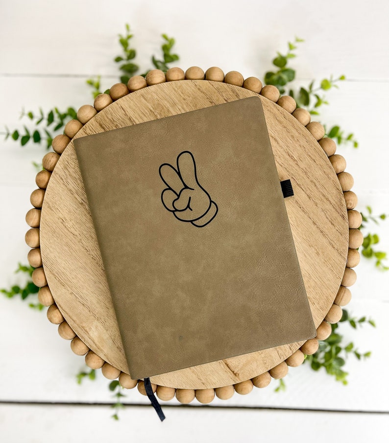 Mickey Peace sign JOURNAL, Mickey and Minnie, Disney journal, journal, custom journal, personalized journal image 1