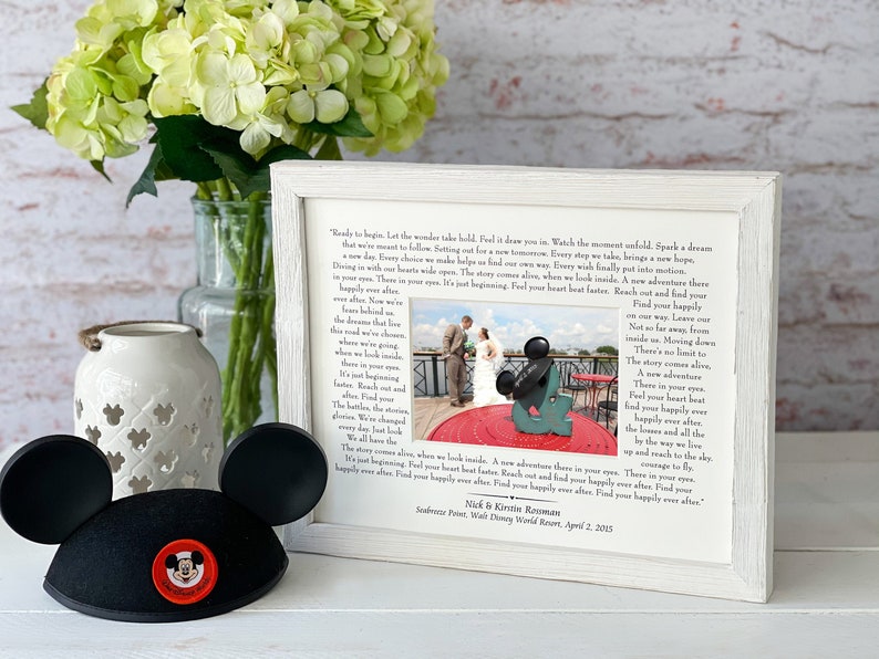 Disney Photo Mat personalized with Names Happily ever after engagement gift personalized wedding gift bride and groom wedding photo image 6