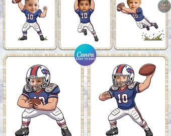 6+ Custom Football Kids Canva Template, Game Day Png, Kids Face Template, Sport Teams Png, Family Gift Editable, Sport Lover Png