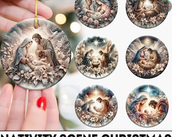 20+ Watercolor Christmas Scenes Ornament Bundle, Christmas Landscapes Ornament Designs, Round Ornament Png, Christmas Png, Commercial Use