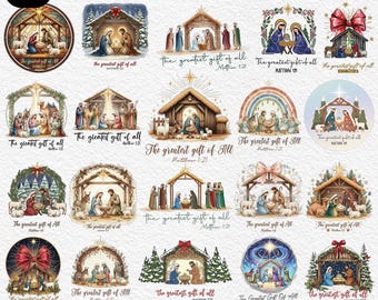20+ Christian Jesus Png Bundle, Nativity Scene Png, Christian Png, The Greatest Gift Of All Png, Joy To The World Png Bundle, Cross Png