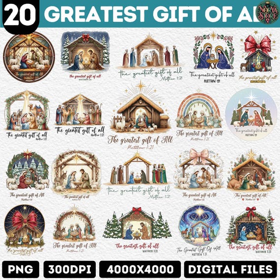 20+ Christian Jesus Png Bundle, Nativity Scene Png, Christian Png, The Greatest Gift Of All Png, Joy To The World Png Bundle, Cross Png