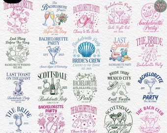 20+ The Bach Club Png Bundle, Beach Bach Png, Bridal Party Png, Bachelorette Party Png, Holiday Png Bundle, Bride To Be Png