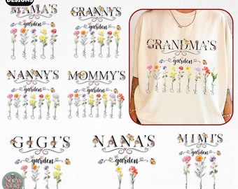 6+ Custom Birthflower Png Bundle, Love Grows Here Png, Mom's Garden Png, Grandma's Garden Png, Holiday Png Bundle, Mama Mimi Png