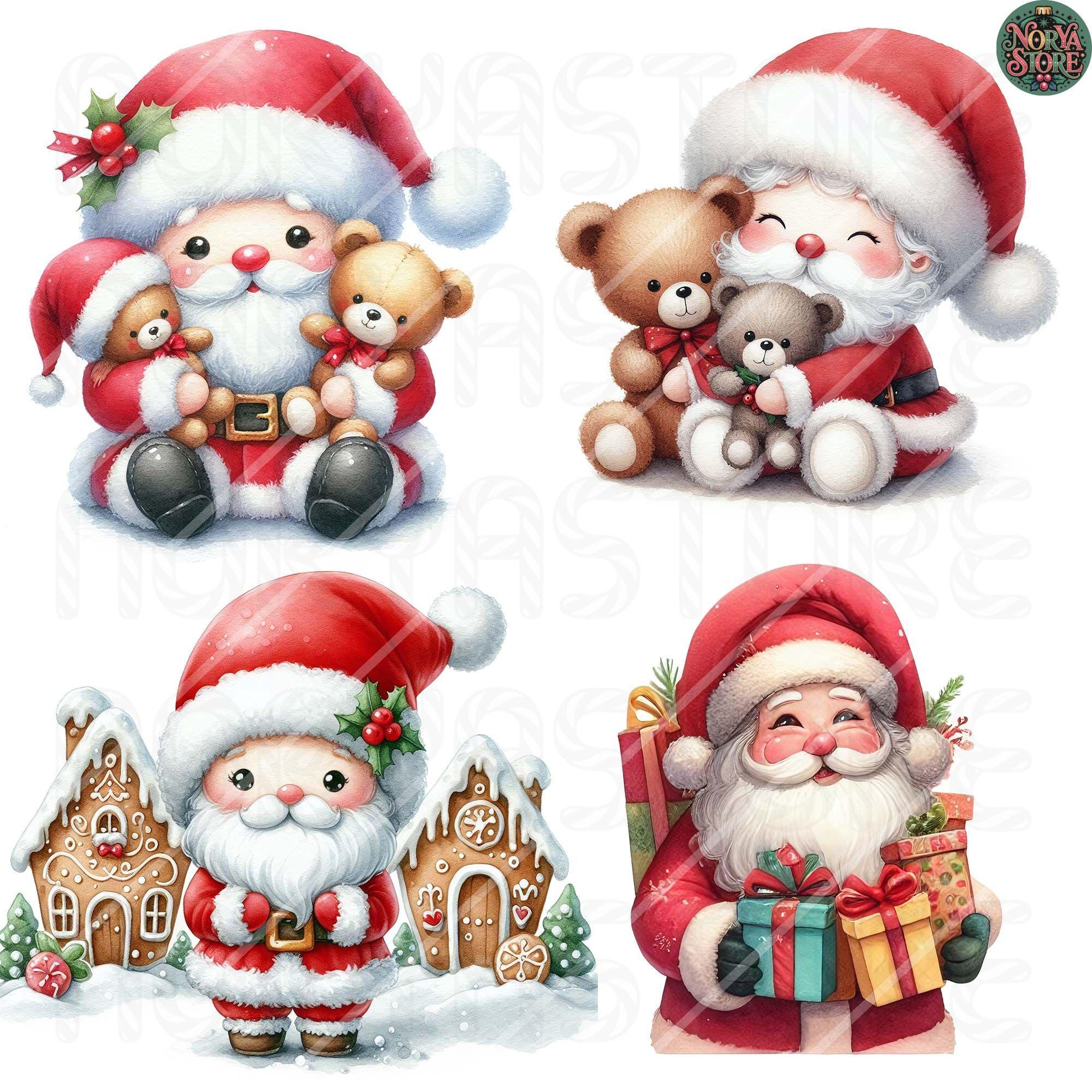 40+ Watercolor Cute Santa Clipart Bundle, Christmas Bundle Png ...