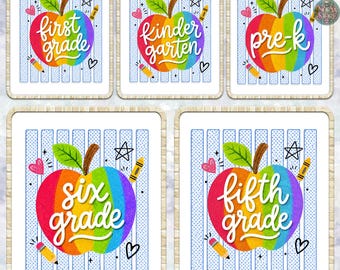 6+ Striped Teacher Apple Png Bundle, Pre-K Fourth Grade Png, Teach Love Inspire Png Bundle, School Png, Back To School Png, Grade Level Png