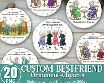 20+ Custom Besties Ornament Bundle, Custom Friendship Ornament Designs,  Ornament Png, Best Friend Ornament, Holiday Png
