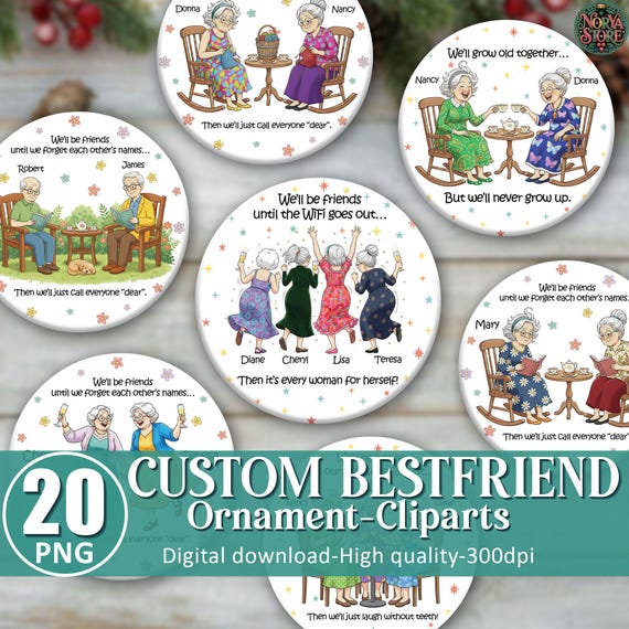 20+ Custom Besties Ornament Bundle, Custom Friendship Ornament Designs,  Ornament Png, Best Friend Ornament, Holiday Png