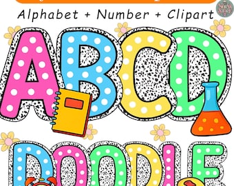 Pacchetto PNG di 4+ lettere dell'alfabeto a punti, lettere di carta PNG, pacchetto PNG di scarabocchi scolastici, vita da insegnante PNG, 100 giorni di scuola PNG, scuola PNG