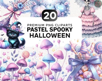 20+ Aquarell Pastell Goth Clipart Bundle, Pastel Goth Png, Halloween Clipart, ziemlich gruselig Png, Pastell Halloween Clipart, Halloween Png