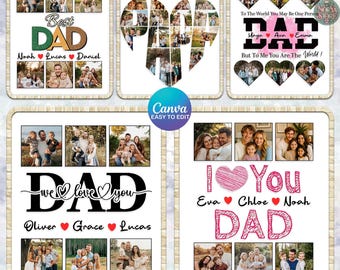 6+ Customize Dad Photo Canva Template, Love Father Png, Custom Kids Name Template, Best Dad Ever Png, Family Gift Editable, Fathers Day Png