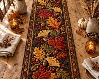 Autumn Leaf Quilted Table Runner, Fall Harvest Table Decor, 3D Maple Dining Table Runner, Thanksgiving Decor, Thanksgiving Host Gift