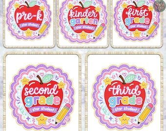 6+ Preppy Teacher Apple Png Bundle, Pre-K To Fourth Grade Png, Gingham Stripes Png Bundle, Teacher Png, Back To School Png, School Png