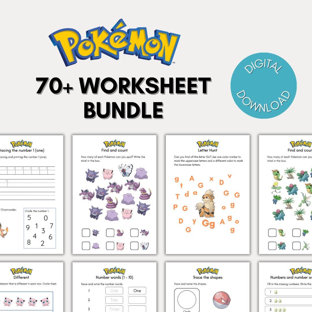 70+ Pokemon Ultimate Worksheet Bundle, Printable Activities, Preschool ...