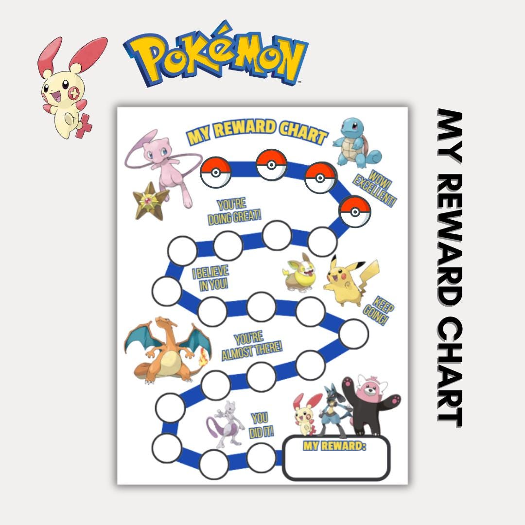 My Pokemon Reward Chart PDF Printable, for Kids, Sticker Chart