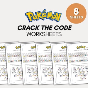 8 activités à imprimer pour une fête amusante avec un message secret Pokémon, jeu d'anniversaire pour enfants, feuille de travail de décodage pour détective, déchiffrer le code activités familiales
