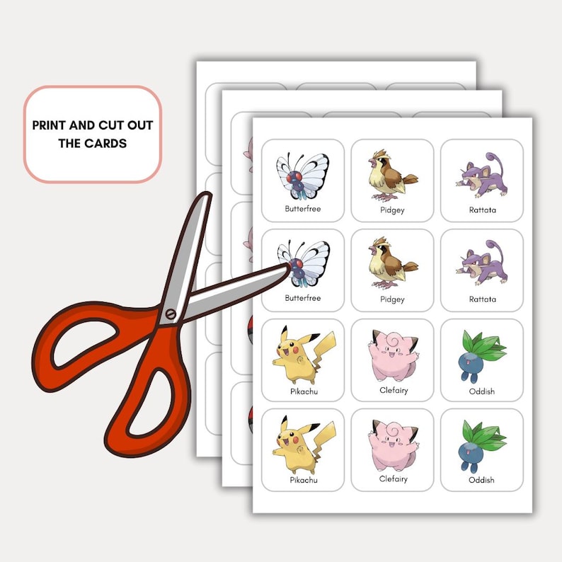Pokemon Matching Memory Game for Kids, Printable Preschool Activity ...