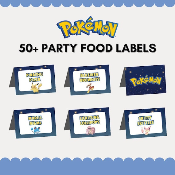 50+ Different Pokemon Birthday Party Blue Food Tent Labels, Snack Cards, Party Decor, Food Center Tent, Fun Party Supplies, PDF Download - Etsy 50+ Different Pokemon Birthday Party Blue Food Tent Labels, Snack Cards, Party Decor, Food Center Tent, Fun Party Supplies, PDF Download - Etsy