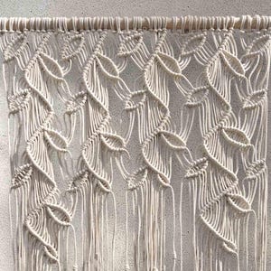 Macrame Doorway Curtain,Beaded Curtain,Handmade Dangle Curtain,Farmhouse  Gift,Bohemian Wall Art Decor,Woven Door Hangings, Macrame Wall