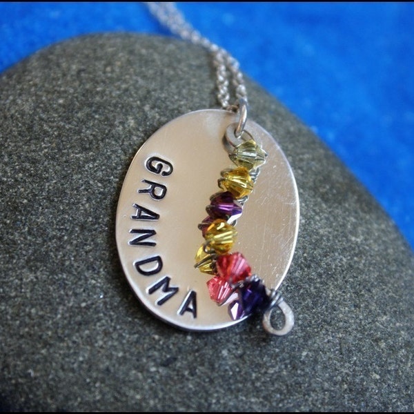 Custom Hand-stamped Sterling Silver Grandparent Necklace