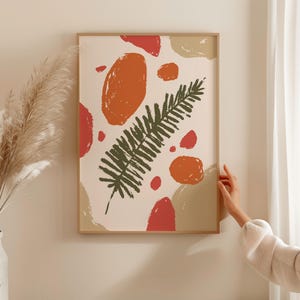 Felicidade botânica, natureza abstrata, decoração de parede moderna, impressão artística minimalista, pôster emoldurado com vegetação