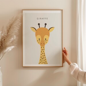Giraffe Nursery Art, Cute Animal Print, Kids Room Decor, Jungle Theme Wall Art, Baby Shower Gift, Framed Poster