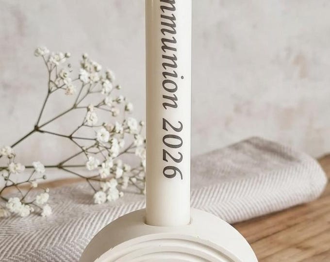Featured listing image: First Communion 2026 Rainbow Candle Holder | Personalized Gift Casting Powder | Boho Modern First Communion Decor | A Light for Your Path