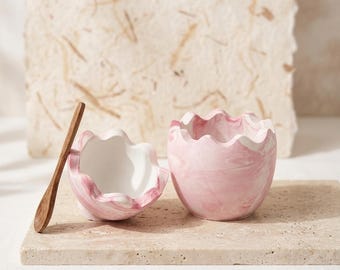 Unique Decorative Bowl, Pink Marbled | Raysin B-Stock with Character | Handmade Pastel Jewelry Dish | Sustainable Gift & Home Decor Sale