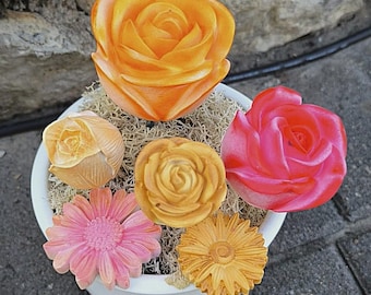 Handmade flowers made of casting powder – airbrush painted on stem – decorative flowers unique