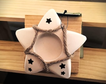 Handmade star tealight holder made of Raysin | KeraFun ceramic decoration | Christmas decoration | Boho star light | Handmade gift idea