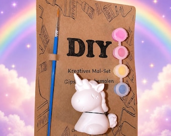 Unicorn painting set with 8.5 cm figure, 4 acrylic paints and brushes