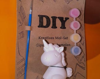 DIY Unicorn Craft Kit from KeraFun – Creative Painting Kit with Plaster Figure, Paints & Brushes – Gift Idea for Children and Unicorn Fans