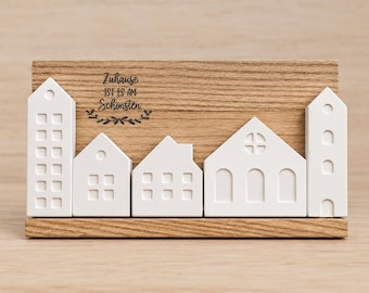 Decorative wooden houses with sayings | Hand-cast Venus arm houses | Housewarming gift