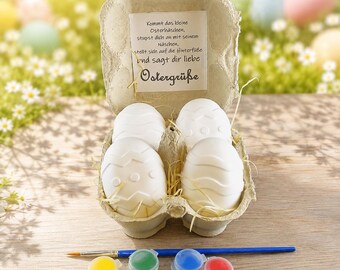 Easter egg painting set with 4 casting figures, paints and brushes