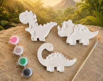 Dinosaur painting set made of casting powder – 3 figures with paints and brush