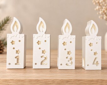 Advent decorative candles made from Venus arm with LED | White set of 4 | Hand-poured Christmas decorations