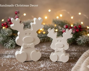 Moose decorative figurine from Raysin, Scandinavian Christmas decoration, Christmas gift set, minimalist white deer, handmade Hygge decoration