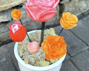 Handmade flowers made of casting powder – airbrush painted on stem – decorative flowers unique