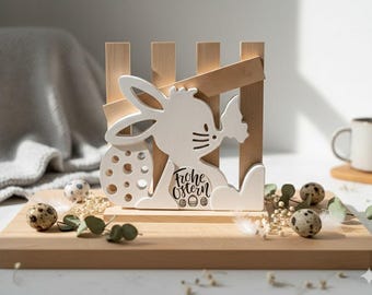 Easter decoration wooden rabbit Raysin | Modern Scandinavian spring decoration | Handmade Easter gift with love | Minimalist Easter bunny for the home