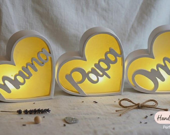 Featured listing image: Heart Lamp - Gift for Mom, Dad, and Grandma, Raysin Decorative Heart with Light, Mother's Day, Father's Day, Handmade Night Light for Families