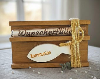 Communion Gift, Money Gift, Confirmation Gift for Boys and Girls – Wish Fulfillment with Heart – Handmade Decorations from Raysin & Wood – Keepsake