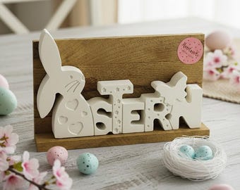 Easter Decoration Wooden Rabbit Stand - Raysin Handmade Gift Personalized Easter Nest - Modern & Minimalist Spring Decoration - Easter Greetings