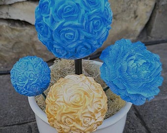 Handmade flowers made of casting powder – airbrush painted on stem – decorative flowers unique