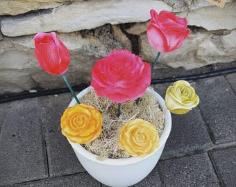 Handmade flowers made of casting powder – airbrush painted on stem – decorative flowers unique